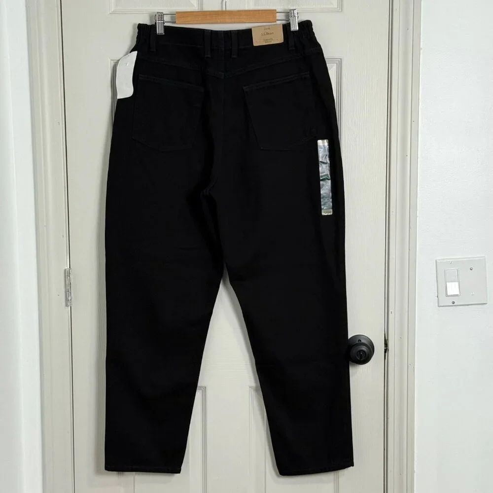 LL‎ Bean Jeans Womens 16 Petite Black Original Fit Relaxed 100% Cotton High Rise - Picture 2 of 16
